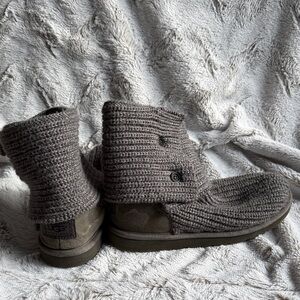 UGG Charcoal Knit Button Boots